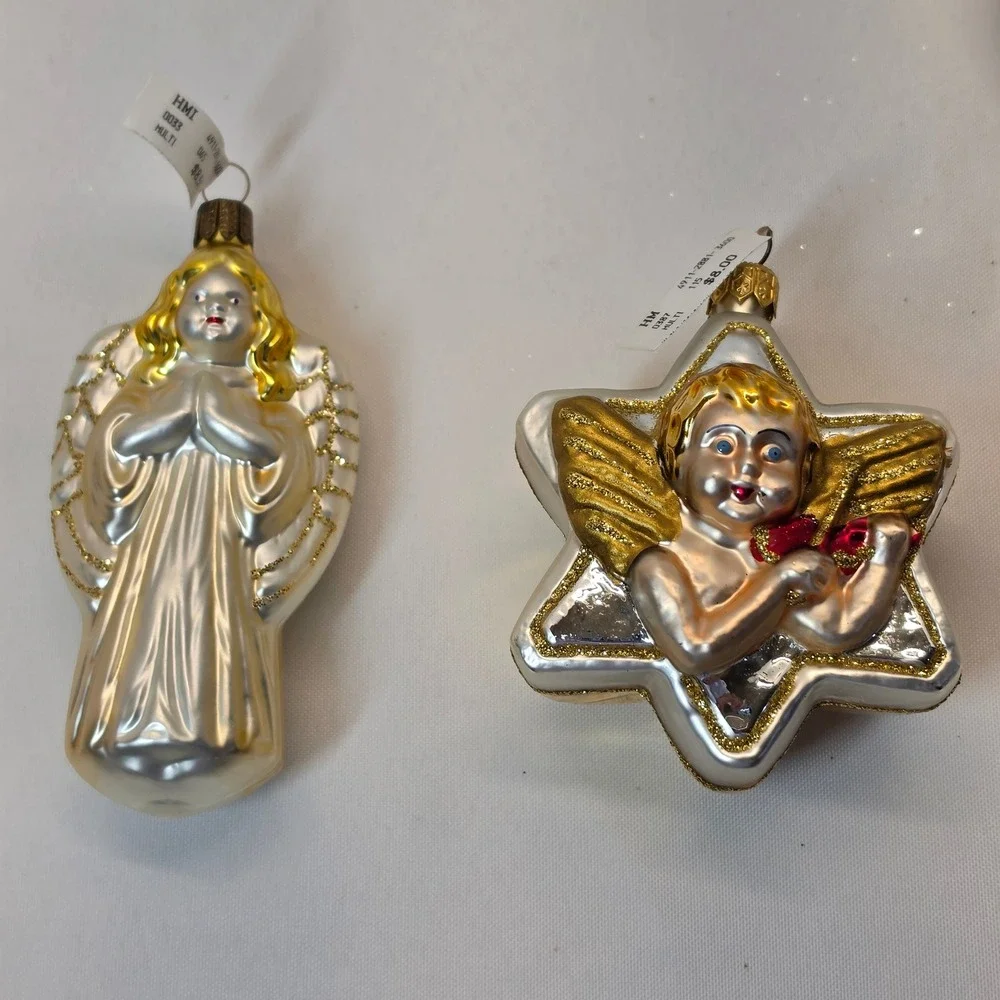 HM Christmas Ornaments Unisex OS Gold Silver NEW 9pc Vintage Style Glass Lot